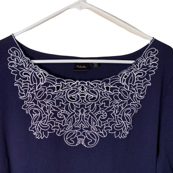 Rafaella Top Navy Blue White Lace Plus Size XXL - Picture 2 of 5